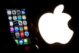 An image of an iPhone next to an Apple logo