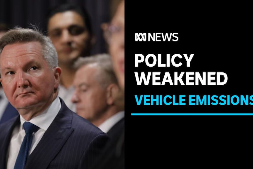 Policy Weakened, Vehicle Emissions: Energy Minister Chris Bowen in the middle of a press conference.