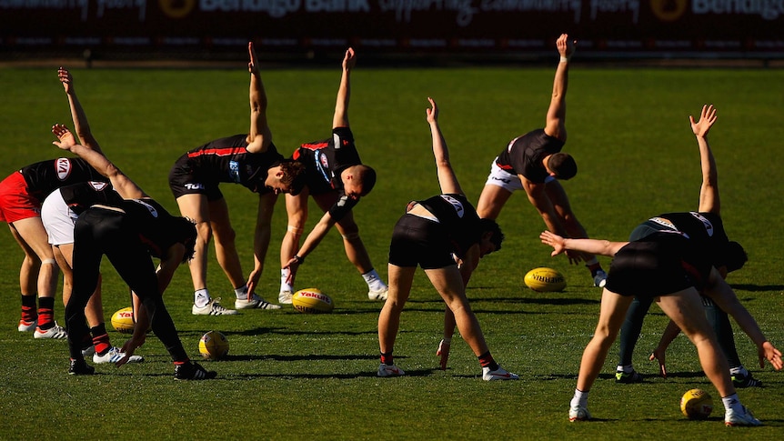 Players at an Essendon training session.