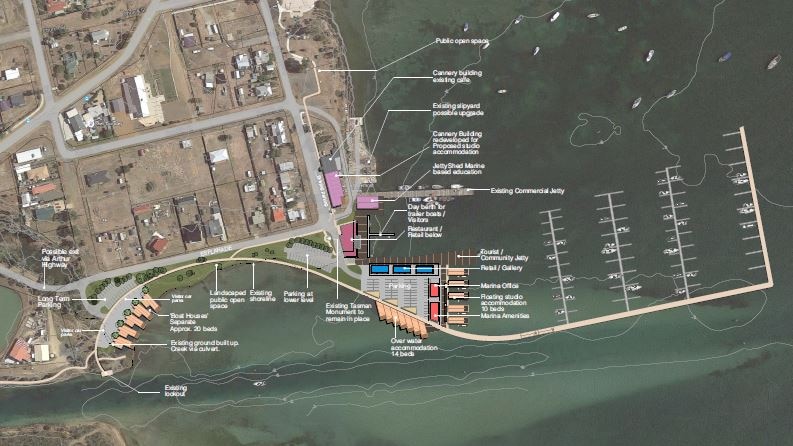 Artist  impression of Dunalley marina proposal.