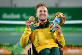 Australia's Dylan Alcott wins gold in wheelchair tennis men's quad singles at the Rio Paralympics.