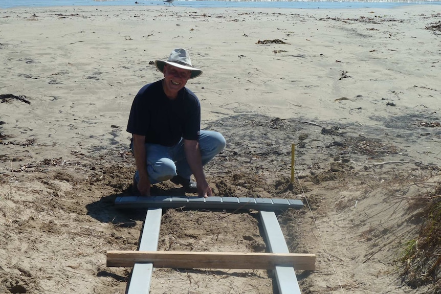 Corrigans Beach boardwalk begins