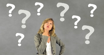 Woman thinking questions custom image