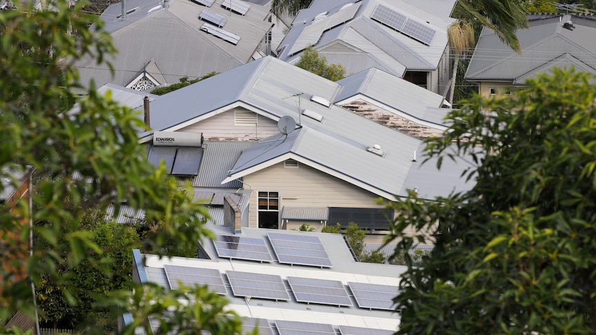 Brisbane inner city suburbs rooftops solar panels