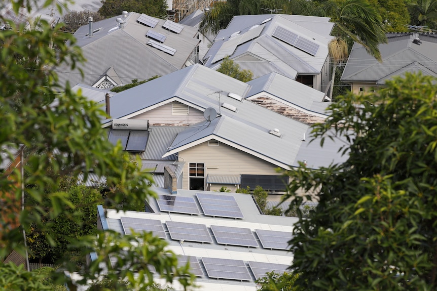 Brisbane inner city suburbs rooftops solar panels