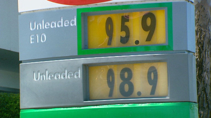 Sign showing petrol prices in Brisbane on January 14, 2009.
