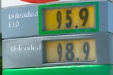 Sign showing petrol prices in Brisbane on January 14, 2009.