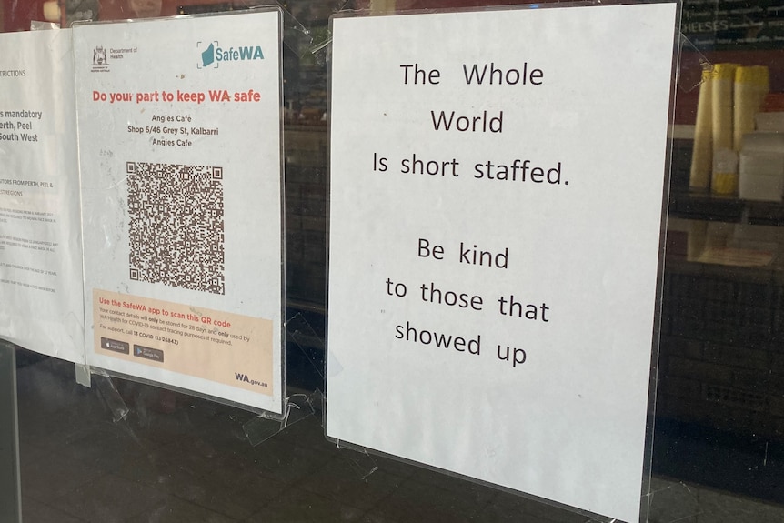 Sign on cafe door