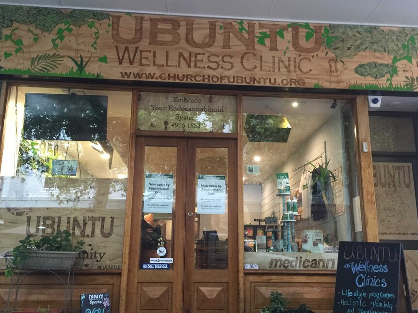 The entrance to a wellness clinic on a high street