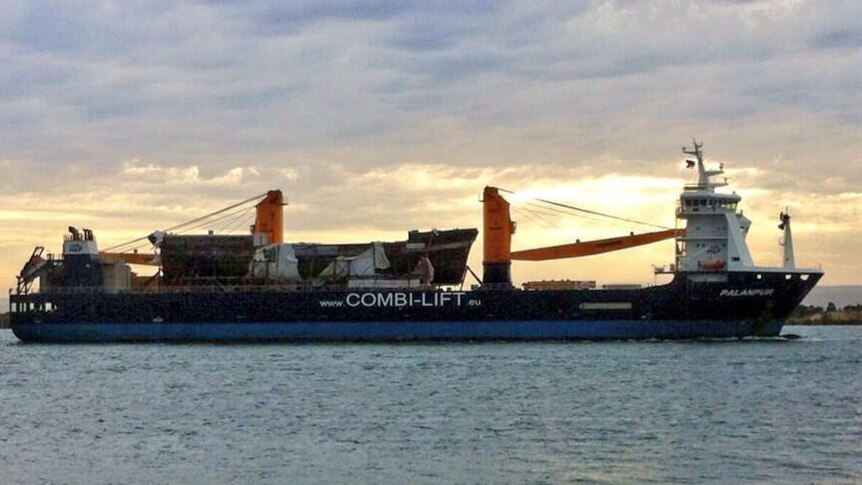 Alina Eacott was at Port Adelaide to see the clipper hull arrive on a cargo ship