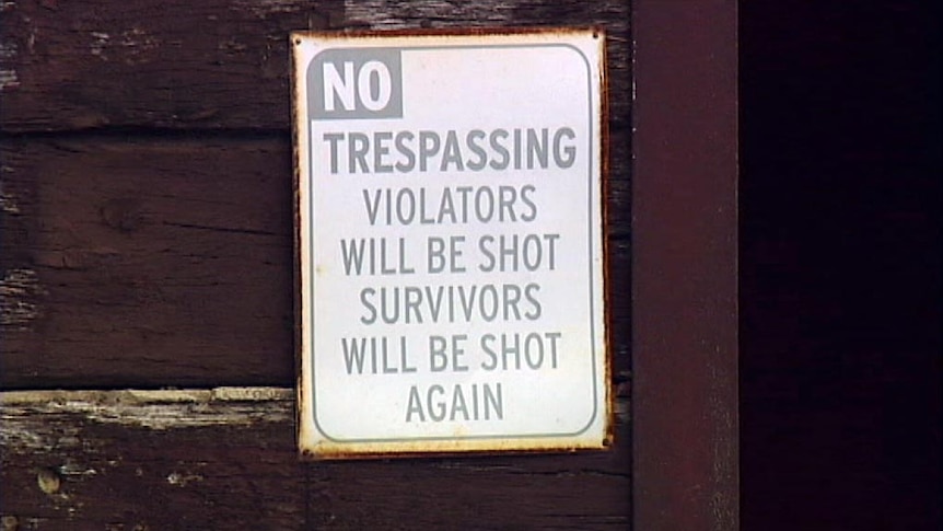 Sign outside the Hells Angels clubhouse in Thomastown.