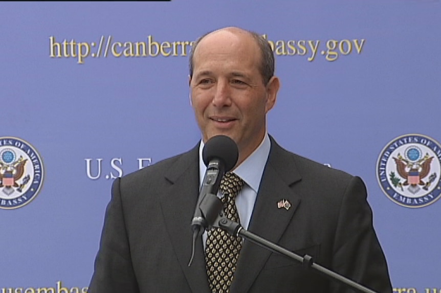 Video still: America's ambassador to Australia Jeffrey Bleich at Embassy event in Canberra. 5 April 2013.