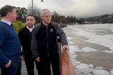 Malcolm Turnbull, Will Hodgman and Andrew Nikolic assessed the flood damage.