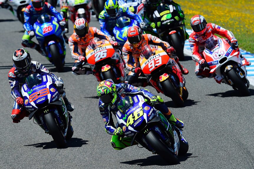 Valentino Rossi leads Spanish MotoGP