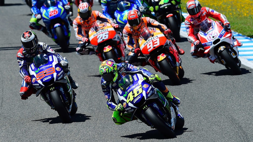 Valentino Rossi leads Spanish MotoGP