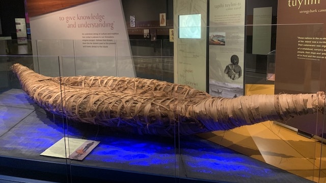 Aboriginal Canoe on display at the Tasmanian Museum and Art Gallery