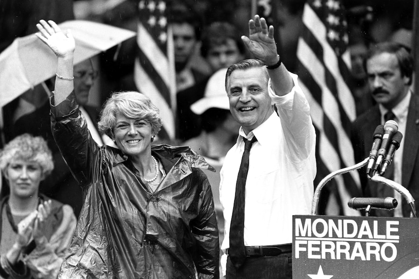 Mr Mondale chose the first female running mate on a major party ticket, Geraldine Ferraro.
