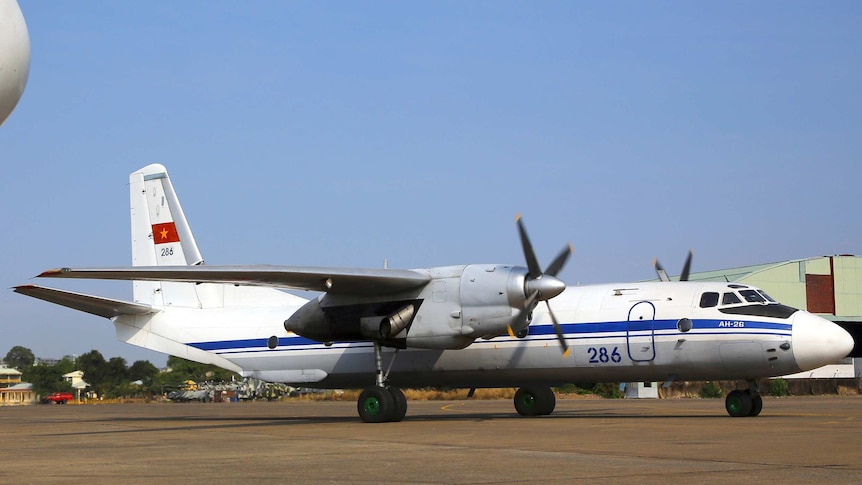 A Vietnamese air force aircraft An-26 is seen at a base in Ho Chi Minh City.