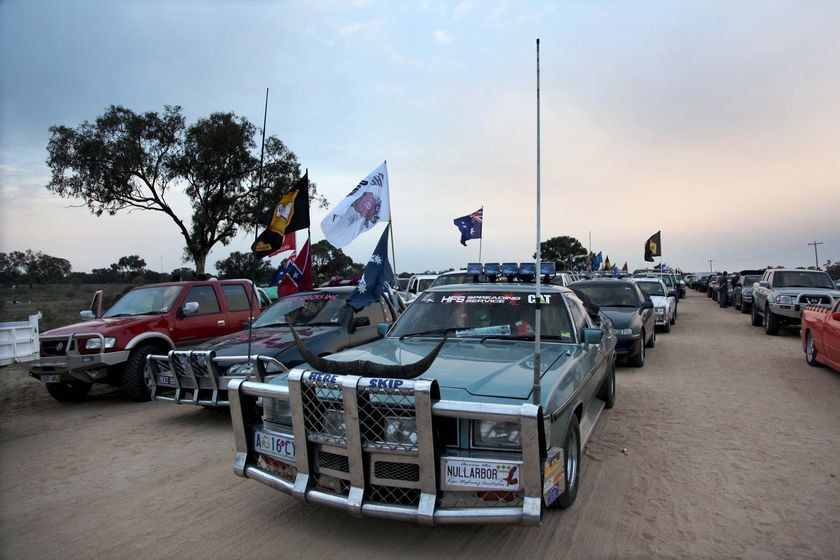 Festival goers assemble their utes at the Deniliquin Ute Muster