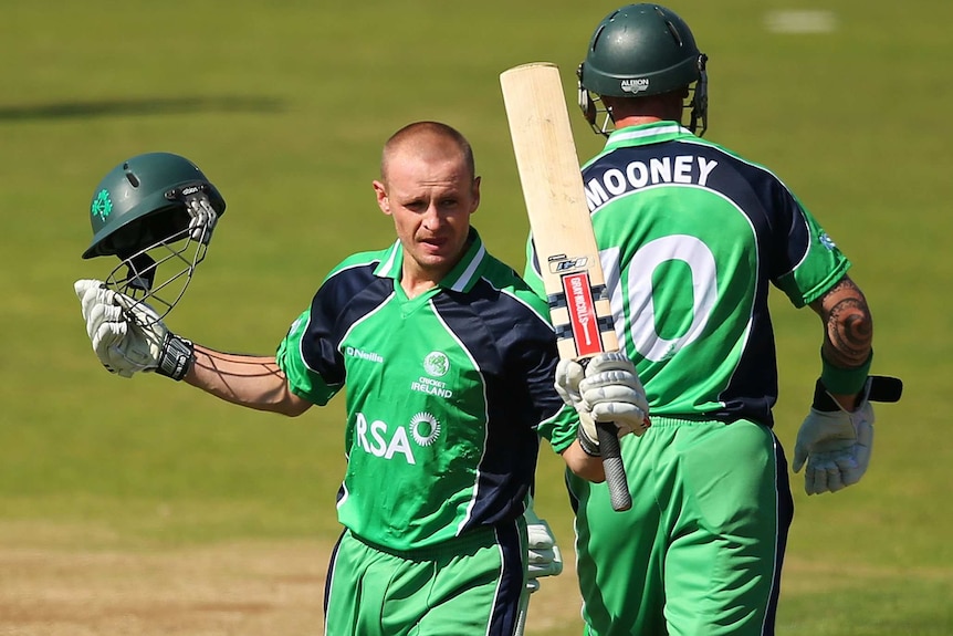 Ireland captain William Porterfield raises bat in ODI against England in 2013