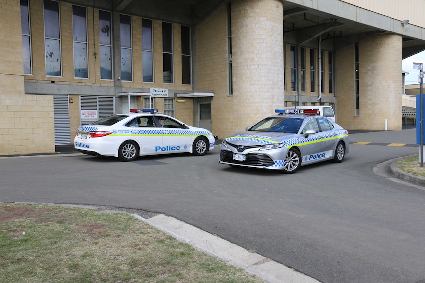 Police at Hobart Showgrounds.