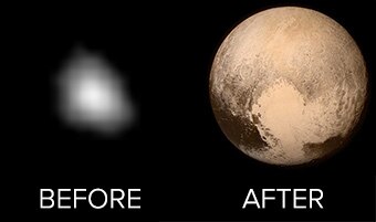 Pluto before and after