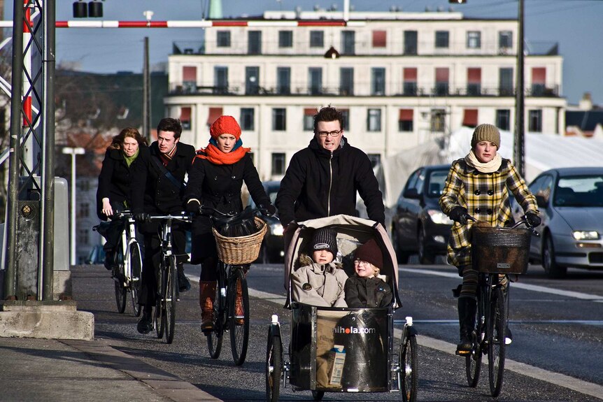 Copenhagen cyclists share a road with motorists