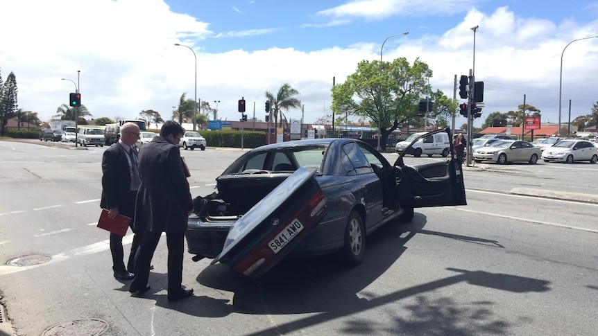 Police examine car