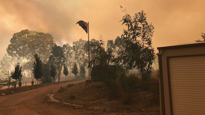 Smoke in the air as fire approaches.