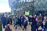 Anti-nuclear protest outside SAHMRI