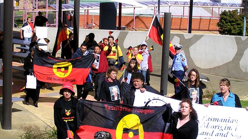 Aboriginal protest against Jenny Macklin in Hobart, February 29, 2008.