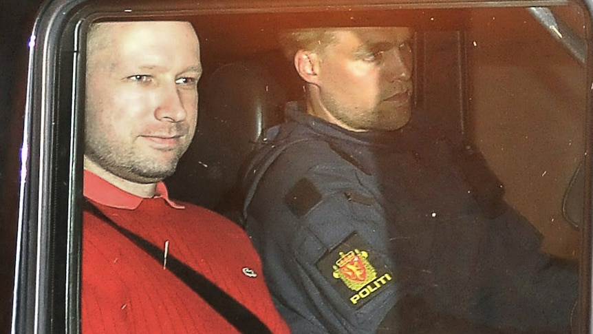 Anders Behring Breivik leaves an Oslo court in a police car after a closed-door hearing.