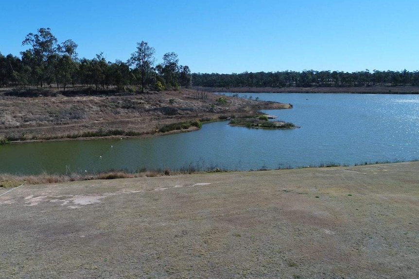 Drone footage of the Bill Gunn Dam showing it at 3.8 per cent in 8th August, 2018.