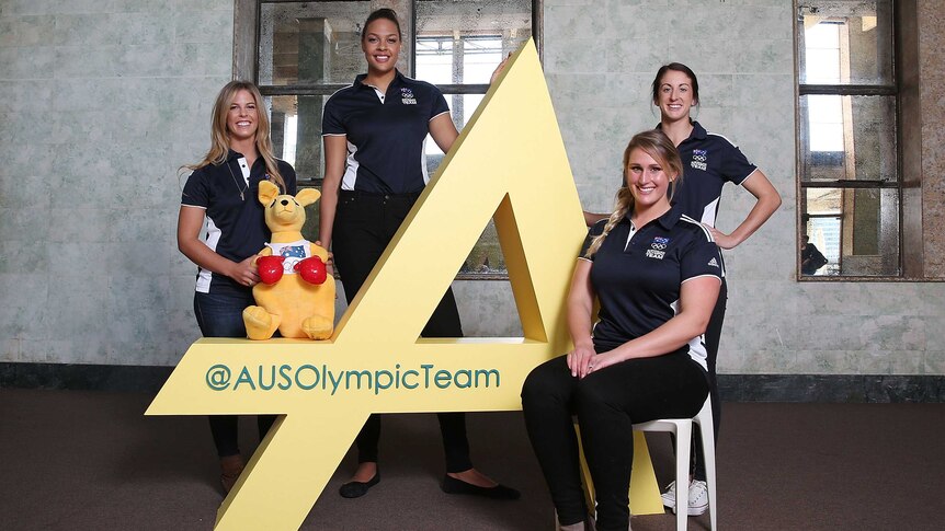 Australian Olympic representatives Torah Bright, Liz Cambage, Holly Lincoln-Smith and Alicia Quirk