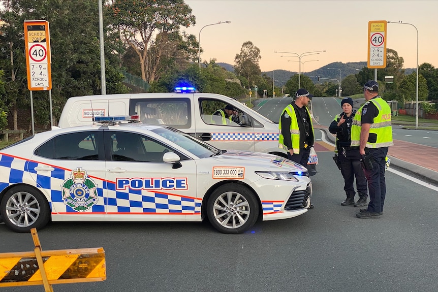 Police at a road block in Nerang