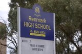A Renmark High School sign.