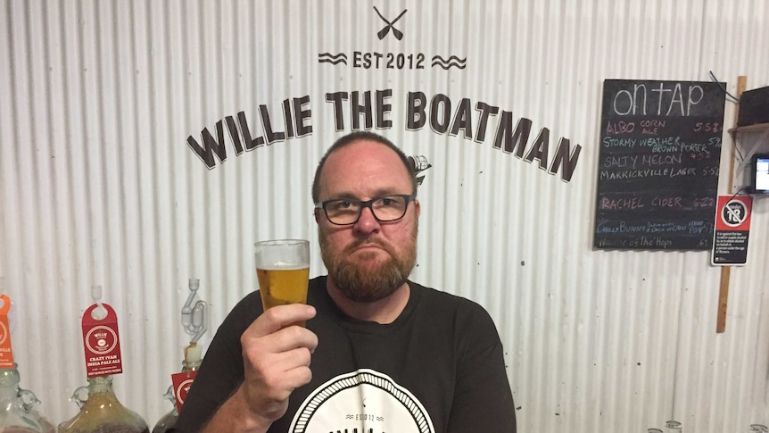 Pat McInerney stands in the willie the boatman brewery which he co-owns
