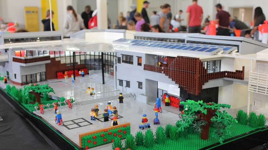 A Lego model of a school.