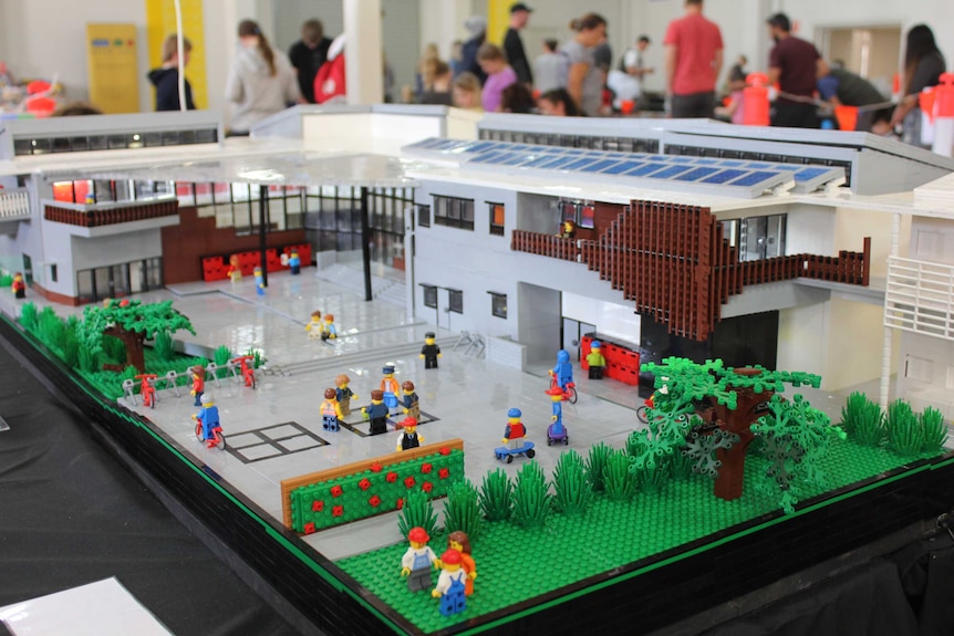 A Lego model of a school.