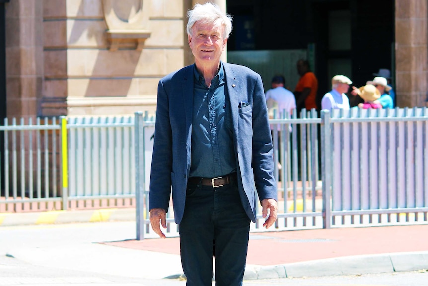 Peter Newman at Fremantle train station