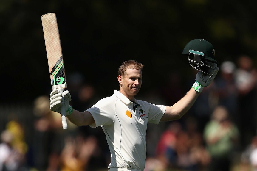 Dominant display ... Adam Voges celebrates after reaching his century