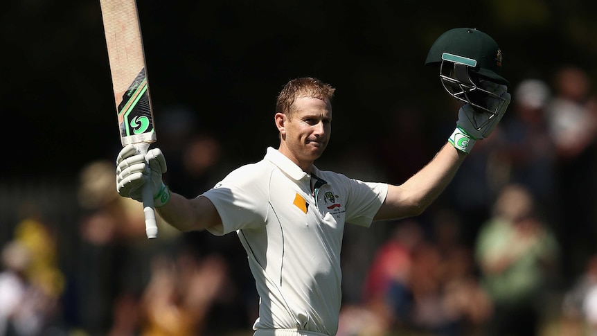 Dominant display ... Adam Voges celebrates after reaching his century