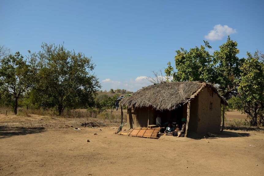 The hut where Makia and her children live