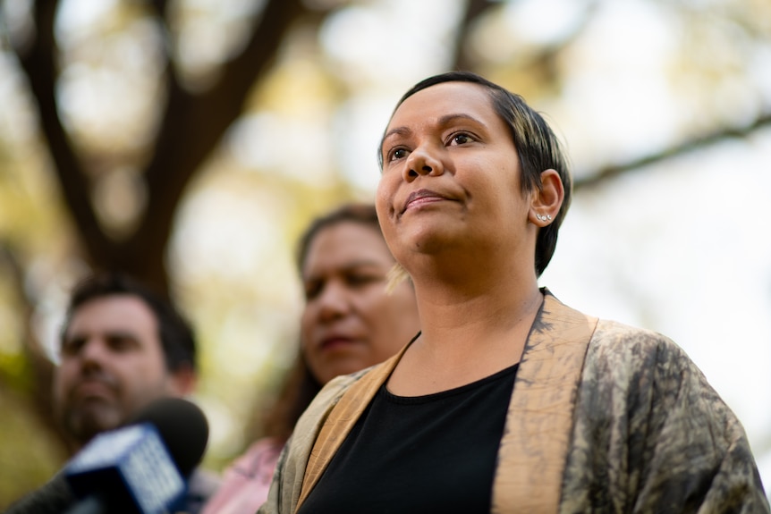Una foto de la Fiscal General de NT, Selena Uibo, en el anuncio del Acuerdo de Justicia Aborigen.