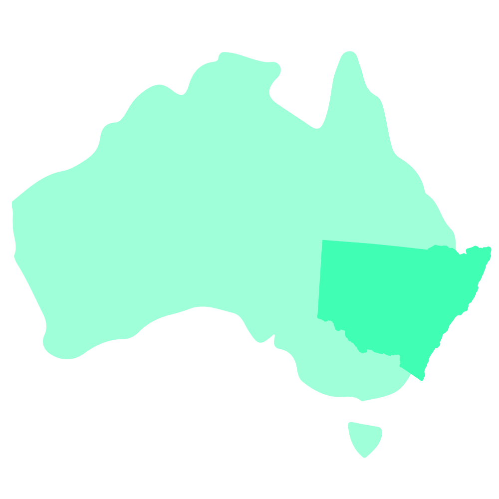 Map of Australia with NSW highlighted