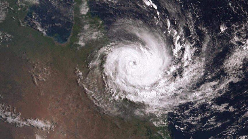 Cyclone Debbie edges closer to the mainland, satellite image