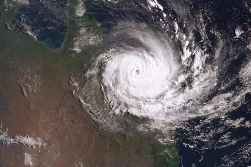 Cyclone Debbie edges closer to the mainland, satellite image