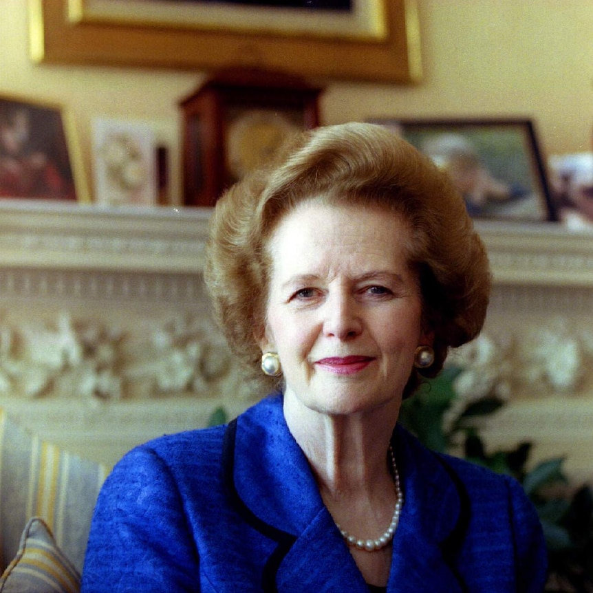 Margaret Thatcher sits for a 70th birthday portrait.