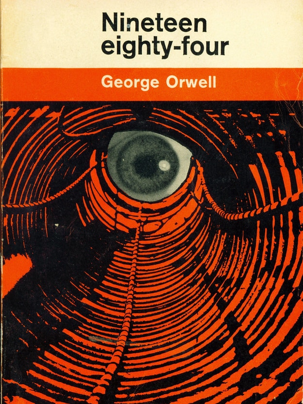 The front cover of the 1964 Penguin edition of George Orwell's novel Nineteen Eighty-Four.