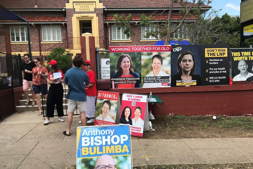 Polling station open at Morningside State School on Queensland election day on October 31, 2020.